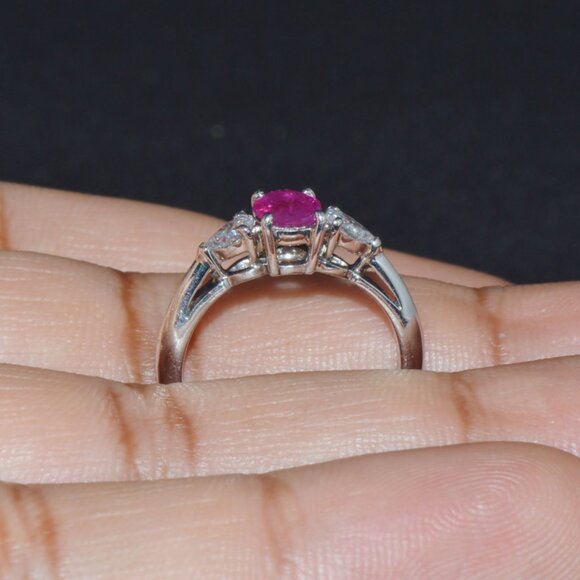 Authentic Tiffany & Co. Natural 1.15Cts Diamond Ruby Platinum Engagement Ring - Picture 8 of 12